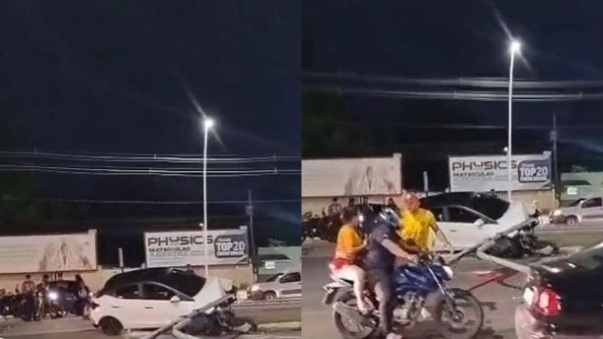 Carro derruba semáforo e deixa trânsito lento em Icoaraci