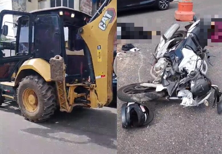 Acidente entre moto e trator deixa casal gravemente ferido em Ananindeua