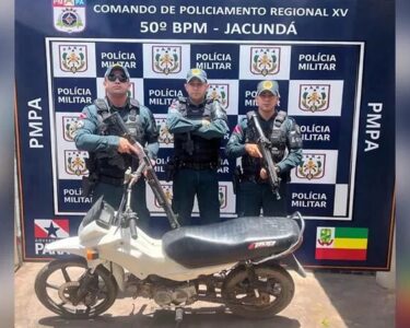 Motocicleta com registro de furto é abandonada no centro de Jacundá