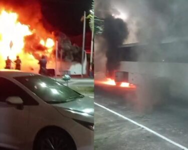 Ônibus pega fogo nas proximidades do Terminalzinho, em Capanema