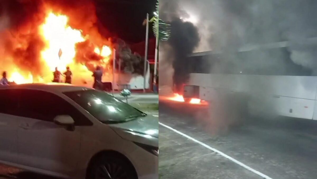 Ônibus pega fogo nas proximidades do Terminalzinho, em Capanema